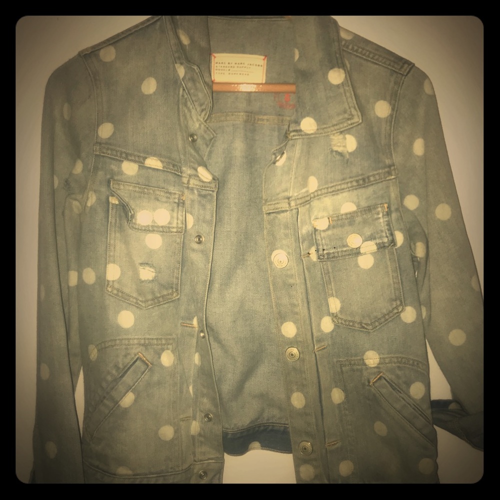 Marc Jacobs poke a dotted blue jean jacket